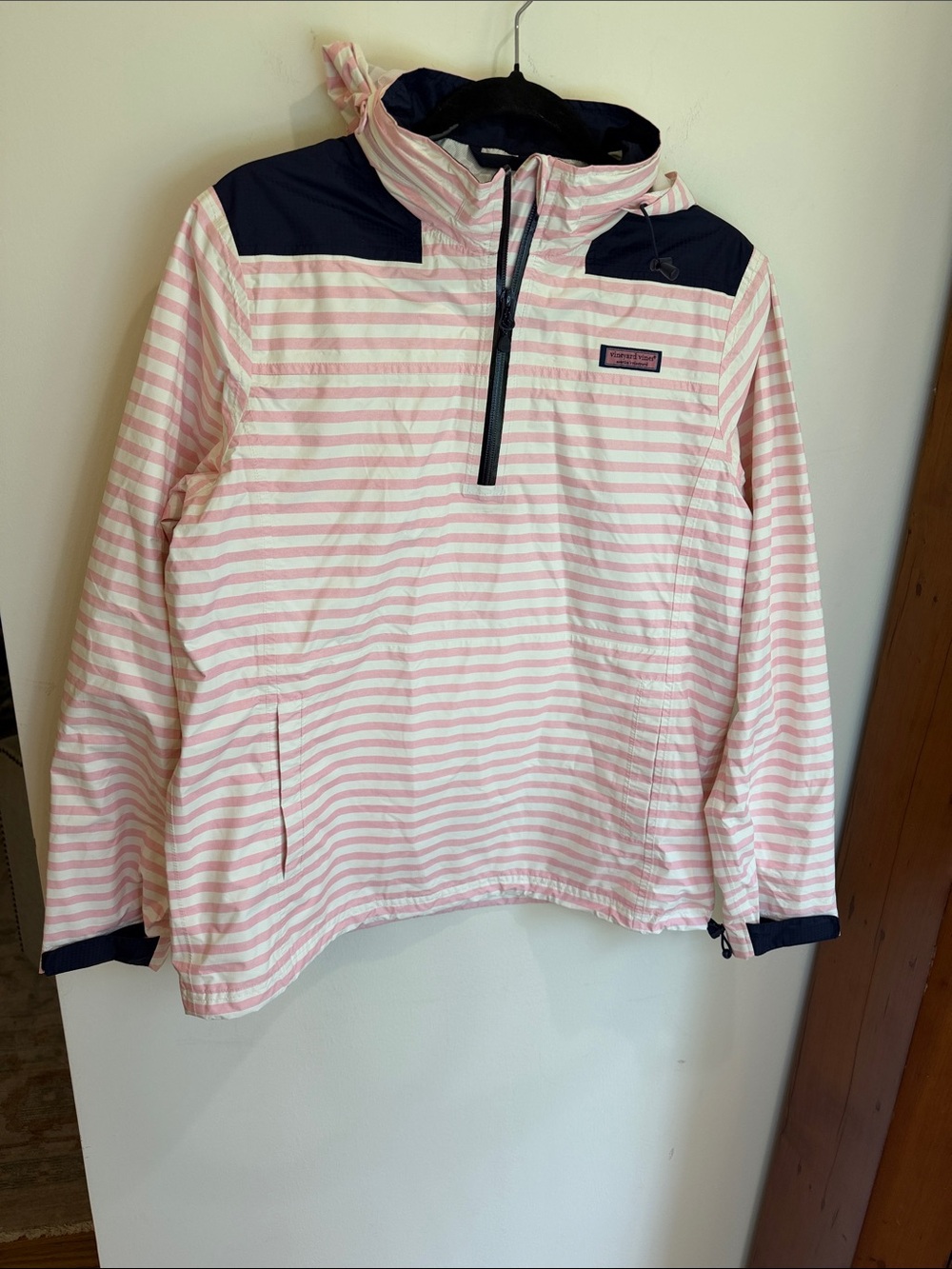 Vineyard Vines Pink and White Striped Rain Jacket, Size M - perfect condition!